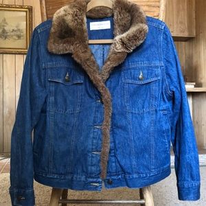 Faux fur denim jacket